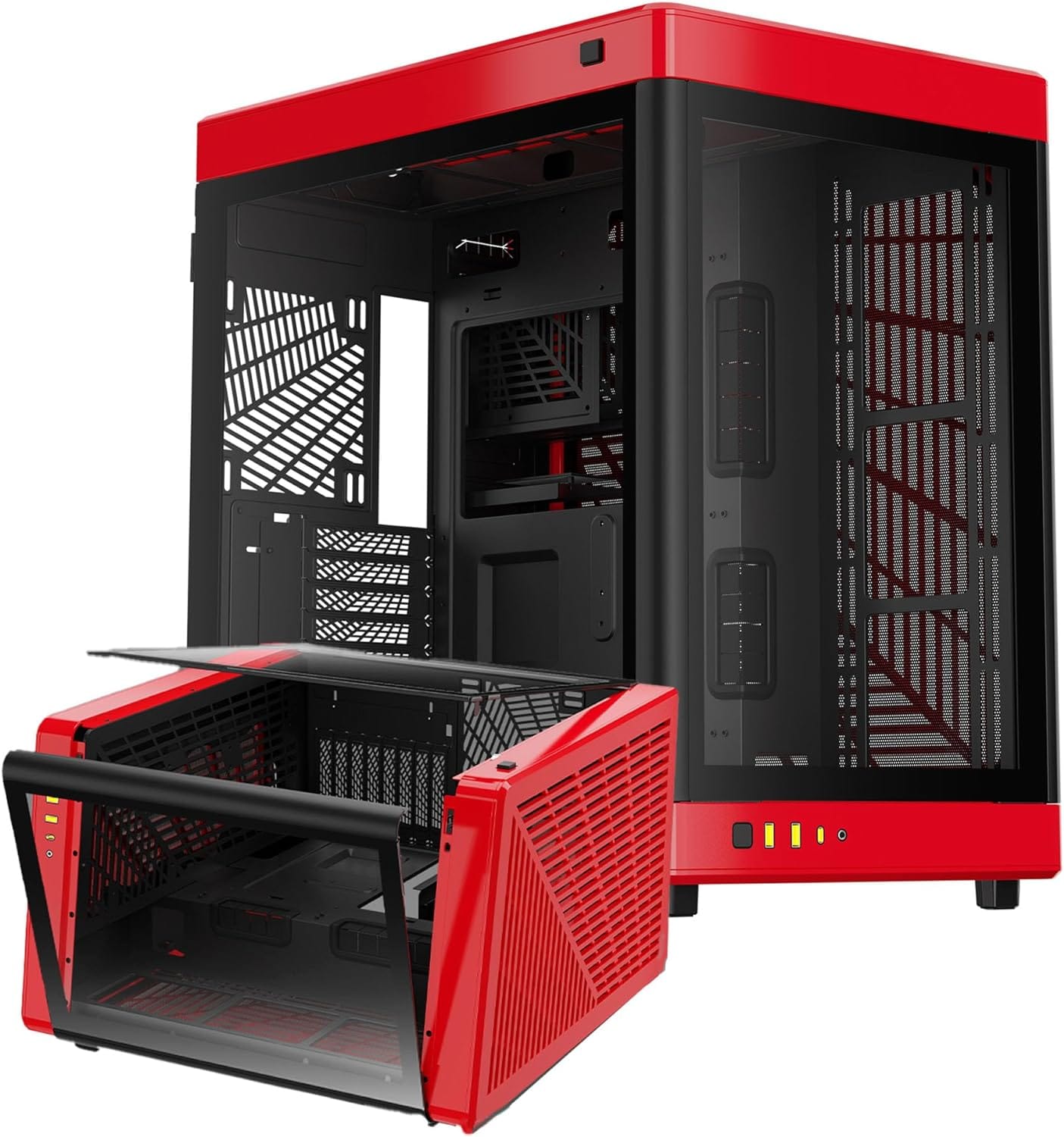 Red PC case GAMDIAS RGB Tempered Glass Gaming Computer PC Case